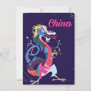 Convites Cartaz de viagem estilo vintage China Dragão