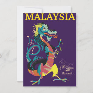 Convites Cartaz de viagem estilo vintage do Dragão da Malás
