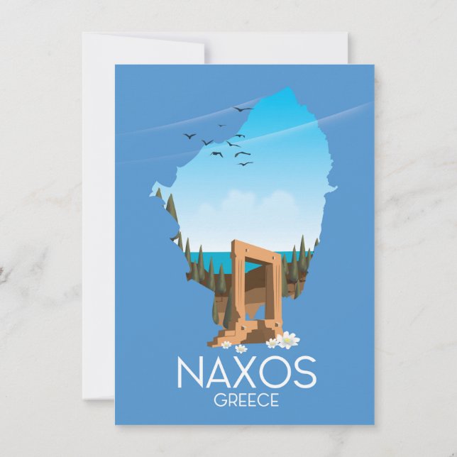 Convites Cartaz de viagem grego Mapa de Naxos. (Verso)