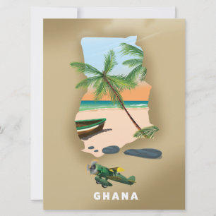 Convites Cartaz de viagem ilustrado do mapa de Gana.