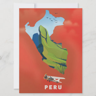 Convites cartaz de viagem ilustrado mapa do Peru