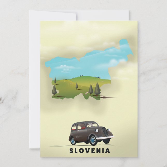Convites Cartaz de viagem mapa ilustrado da Eslovênia (Frente)