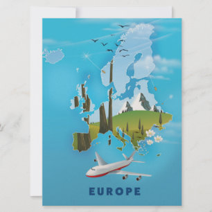 Convites Cartaz de viagem paisagem do mapa da Europa