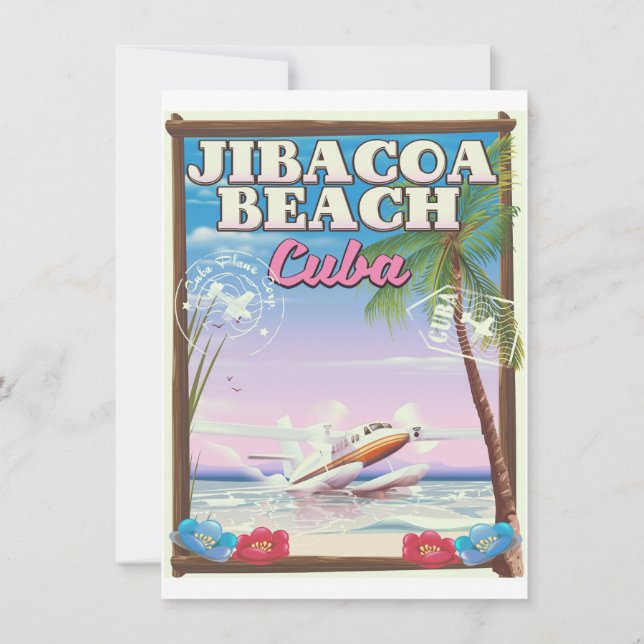 Convites cartaz de viagem praia Jibacoa Cuba (Verso)