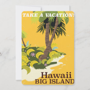 Convites Cartaz de viagem vintage da grande ilha do Havaí