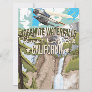 Convites Cartaz de viagem vintage das Cataratas de Yosemite