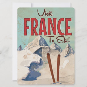 Convites Cartaz de viagem vintage de esqui na França