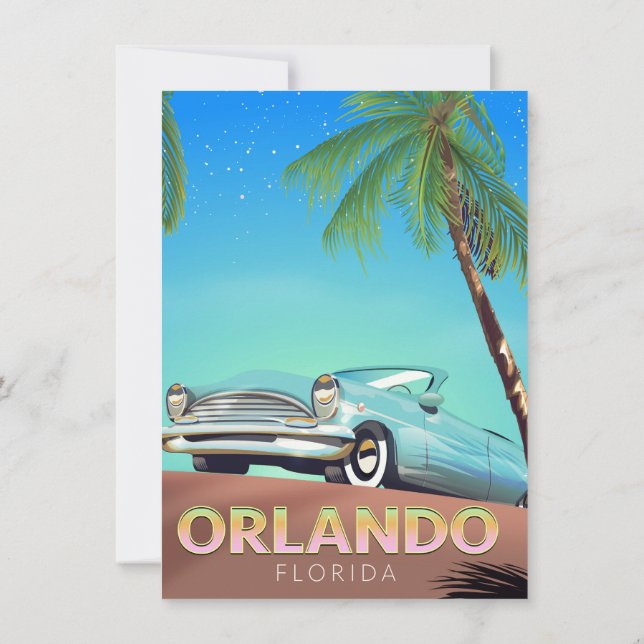 Convites Cartaz de viagem vintage de Orlando Flórida, (Verso)