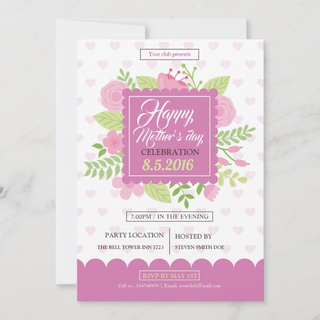 Convites Cartaz do Dia das Mães Feliz (Frente)