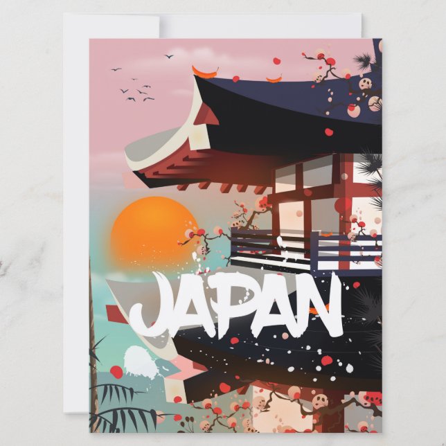 Convites Cartaz do pôr do sol do edifício do Japão (Frente)