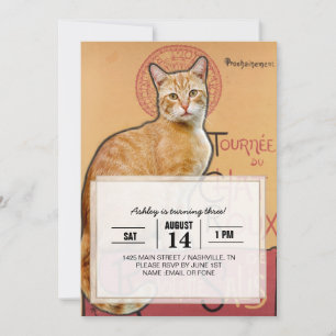 Convites    Cartaz Francês Antigo Estilo Gato Laranja      