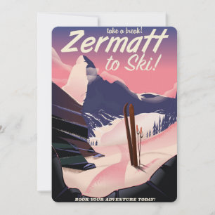 Convites Cartaz retro de férias Ski Zermatt
