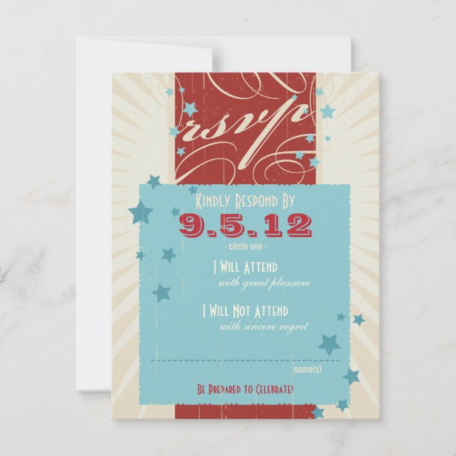 Convites Cartaz Rústico: Resposta para Casamento Vermelho,  (Frente)