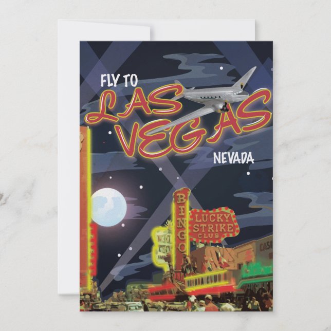 Convites Cartaz Vintage de Las Vegas (Frente)