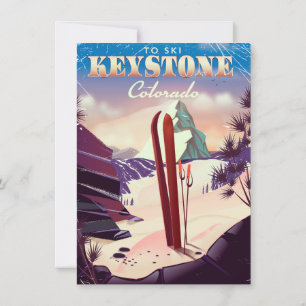 Convites Cartaz vintage estilo Keystone, Colorado Ski.