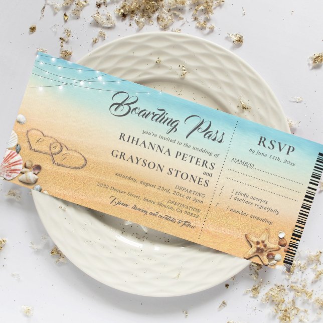 Convites Cartazes de Passagem em Casamento de Areia (Criador carregado)