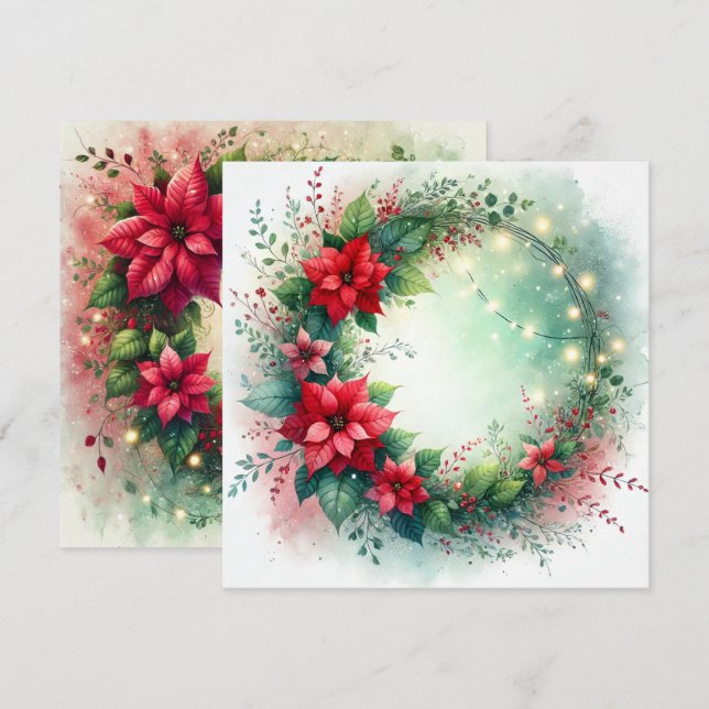 Convites Cartazes de Poinsettia de Natal Imprimíveis (Frente/Verso)