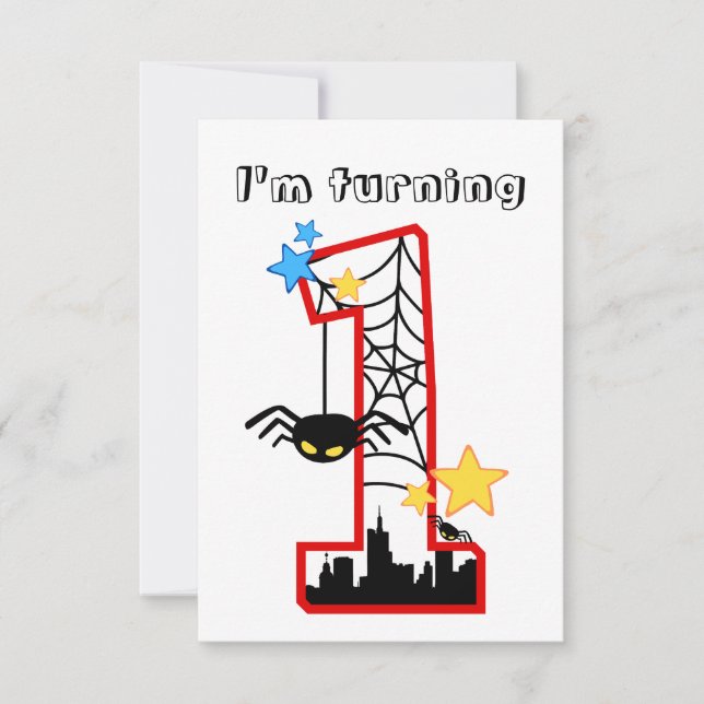 Convites Carte "i'm turning 1" spider (Frente)