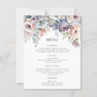Carteira de Menu de Casamento Floral de Pastel Gar