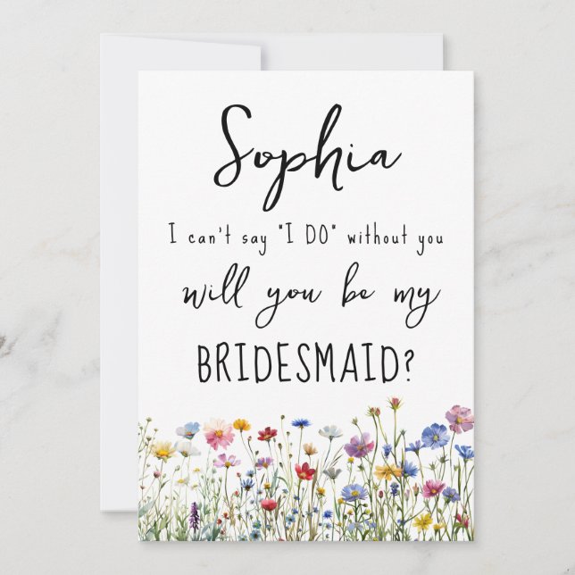 Convites Carteira de proposta de Bridesmaid Wildflower (Frente)