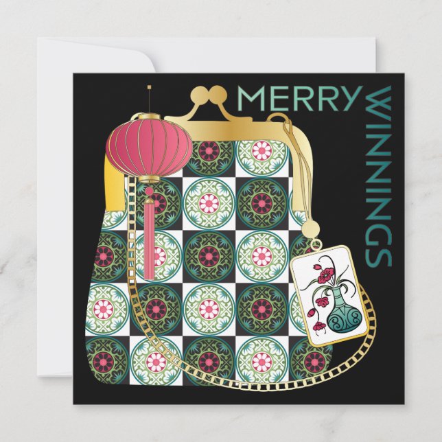 Convites Cartera de Férias de Mah Jongg Carta Plana (Frente)