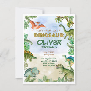 Convites Cartões de Aniversário Dinossauro Dino T-