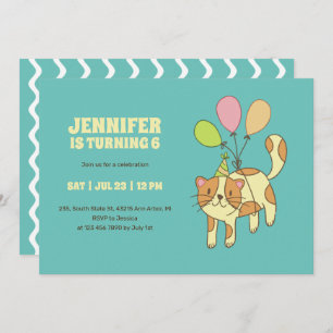 Convites Cartografia De Gato Bonito Com Aniversário de cria