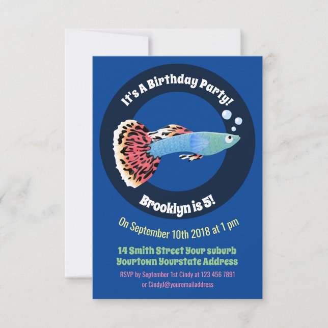 Convites Cartografia de peixe tropical de rico bonito (Frente)
