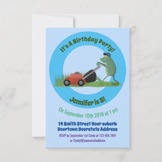 Convites Cartografia de relva verde-sapo engraçada (Frente)