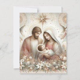 Convites Cartolina de Natividade Floral para Aquarela Impri