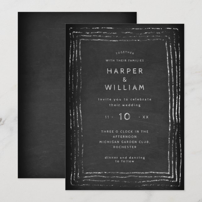 Convites Cartolina russa, trama desenhada à mão, casamento (Frente/Verso)