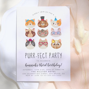 Convites Cartoon Cats Kids’ Purr-fect Birthday Party