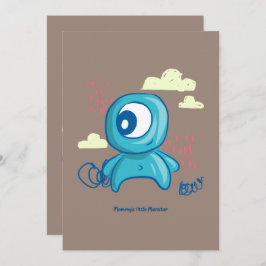 Convites Cartoon Character Hand Drawn Blue Monster Art