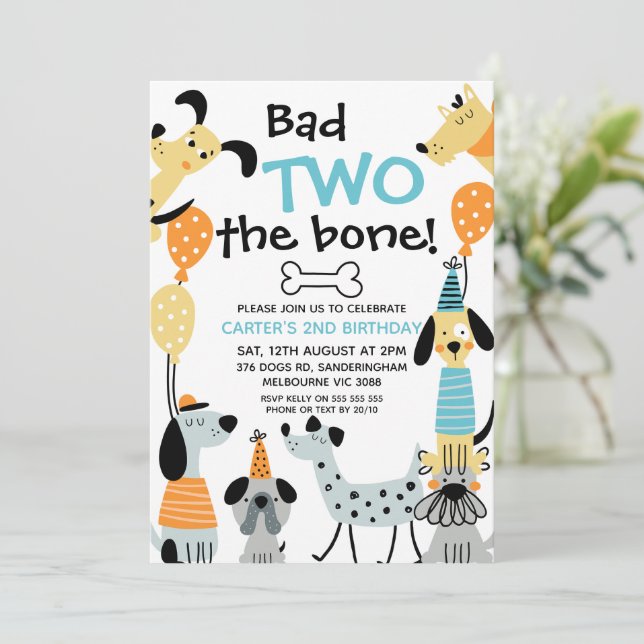 Convites Cartoon Como Dois Maus O segundo aniversário Dos C (Em pé/Frente)