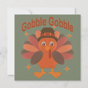 Convites Cartoon de Ação de Graças da Turquia - "Gobble Gob