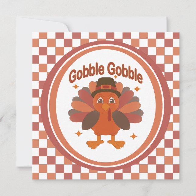 Convites Cartoon de Ação de Graças da Turquia - "Gobble Gob (Frente)