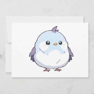 Convites Cartoon de Aves Cute Kawaii Chubby - Pastel Adoráv