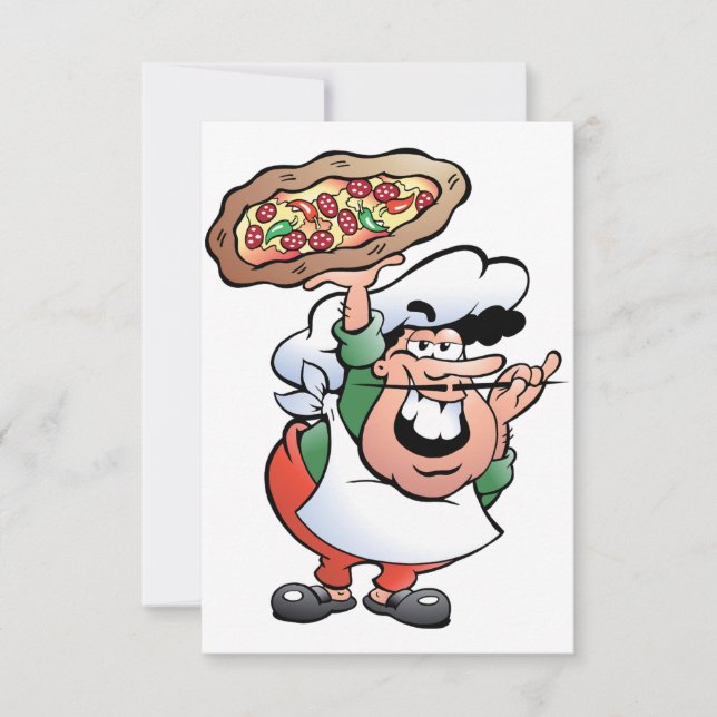 Convites Cartoon de Chef de Pizza Italiano Clássico (Frente)