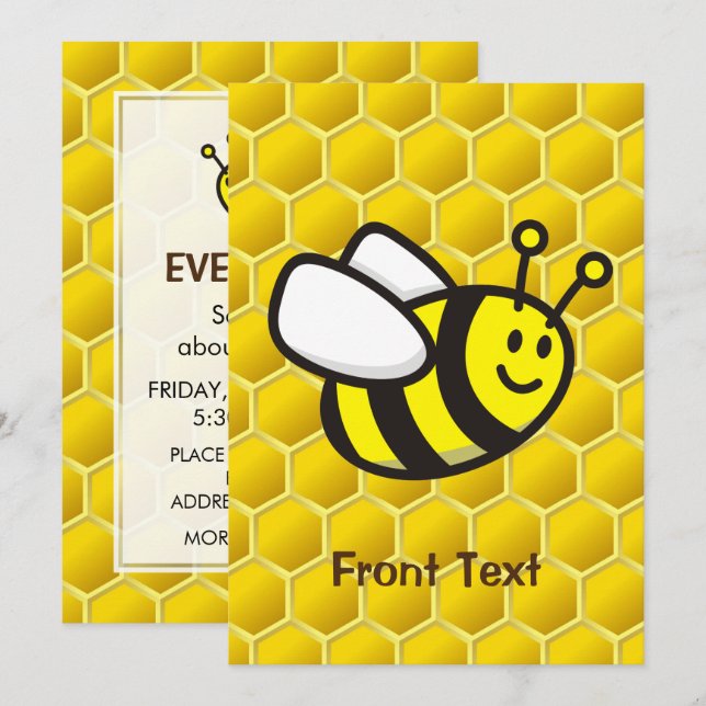 Convites Cartoon de Honeybee (Frente/Verso)