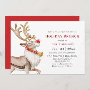 Convites Cartoon de Natal bonito Reindeer HOLIDAY BRUNCH
