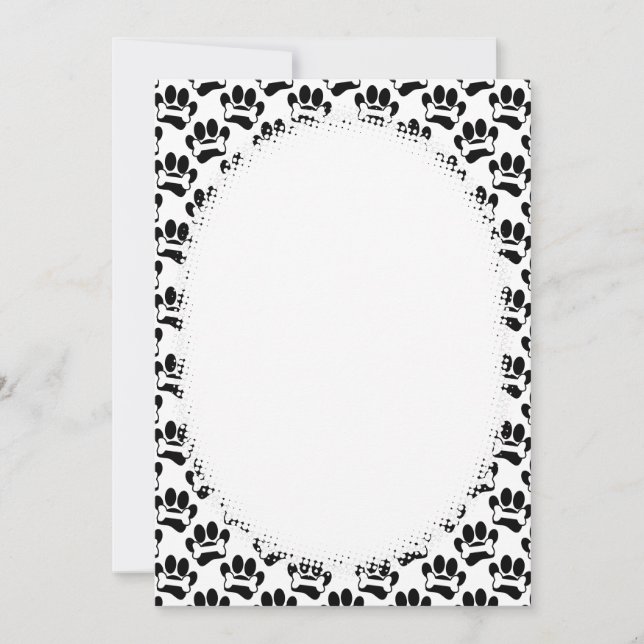 Convites Cartoon Paws And Bones Patterno DIY Vazio (Frente)