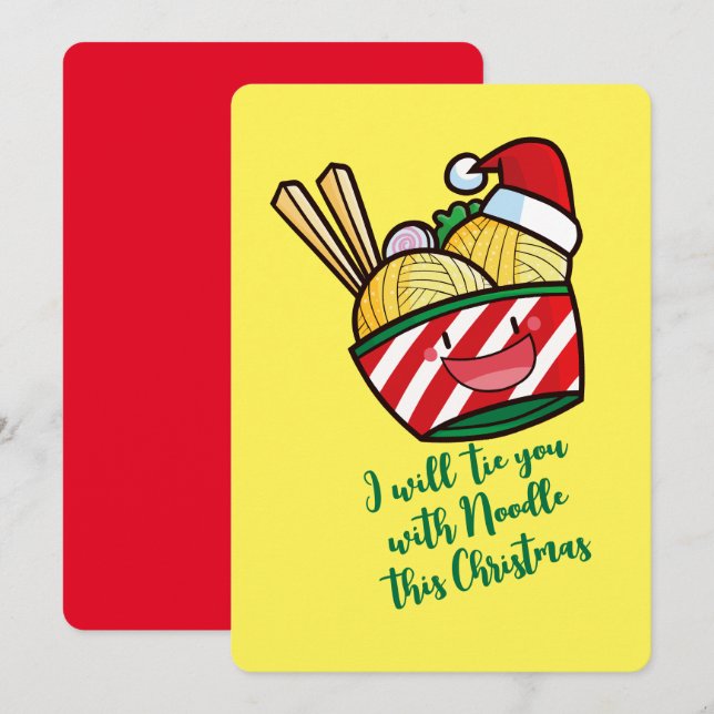Convites Cartoon personalizável de macarrão de Natal (Frente/Verso)