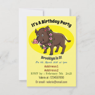 Convites Cartoon selvagem e flores