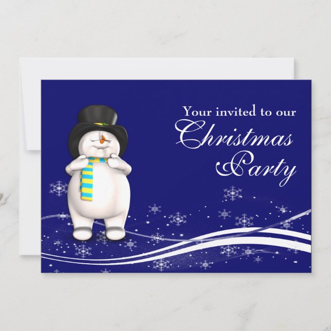 Convites Cartoon Snowman & Penguin Festa de Natal (Frente)