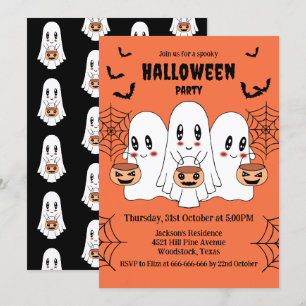 Convites Cartoon Spooky Cute Kawaii Festa de Halloween Fant