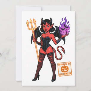 Convites Cartoon Succubus de Halloween - Escuro e Reproduto