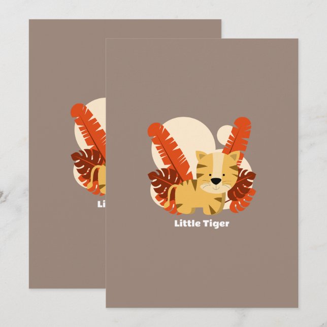 Convites Cartoon Tiger Tiger Drawing Animal Character Art (Frente/Verso)