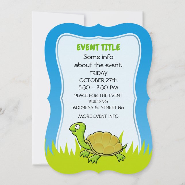 Convites Cartoon Turtle (Verso)