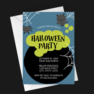 Convites Cartoon Witch's Cauldron Kid's Halloween Party