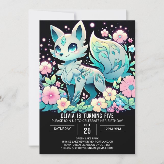 Convites Cartoon Wolf Digital Birthday (Frente)